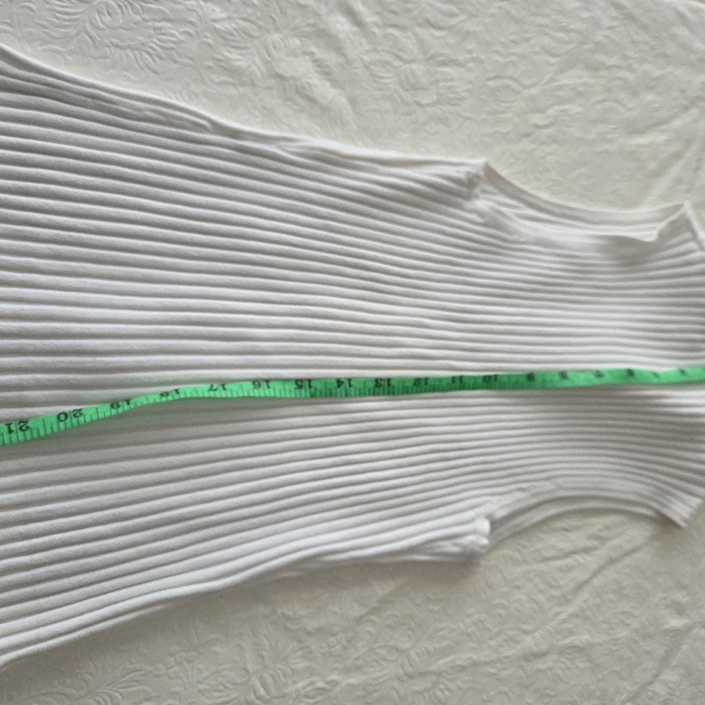 White Ribbed Sleeveless Rhonestone Zippered - Picture 7 of 7